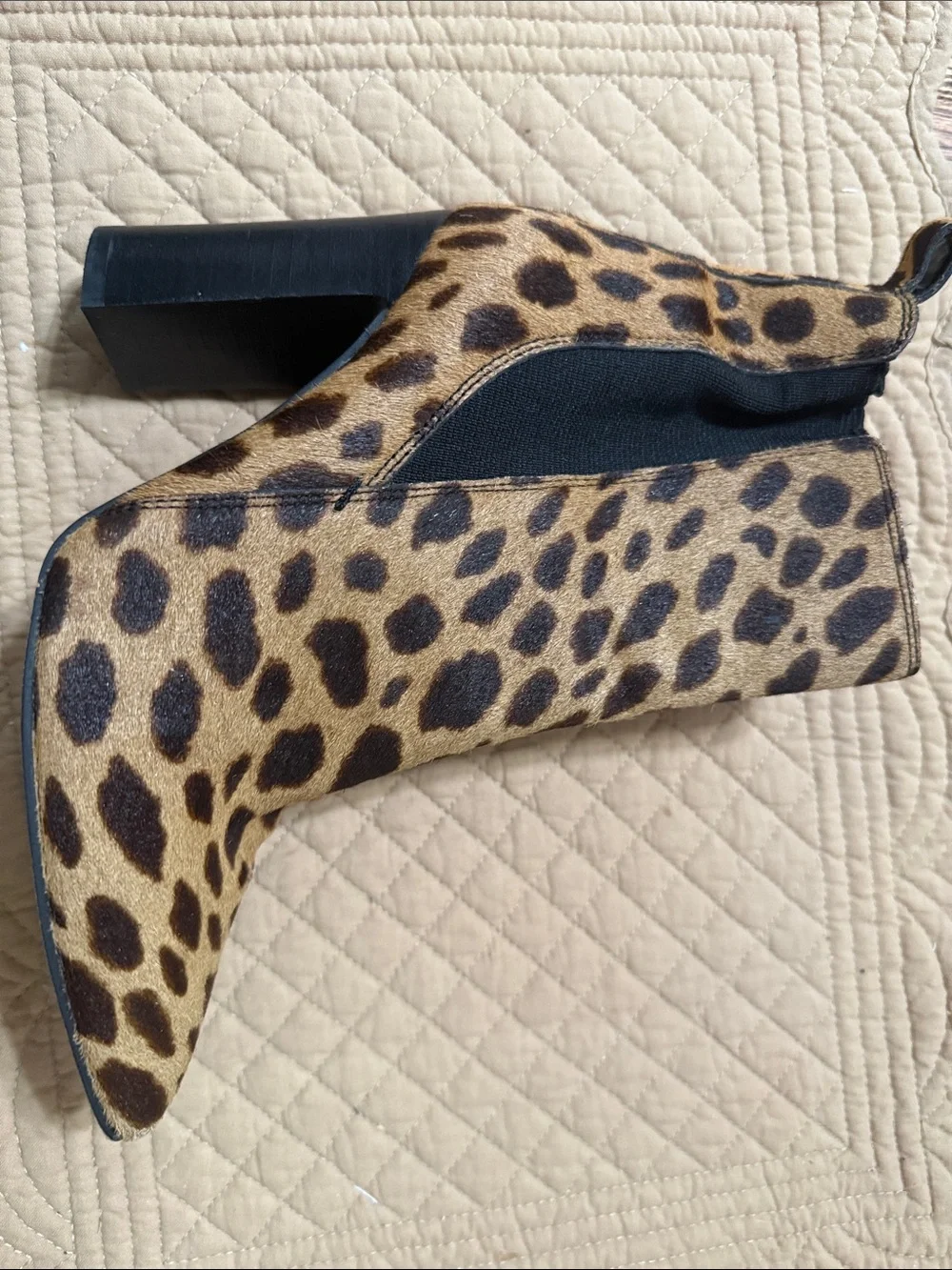 Vince Camuto Leopard-Print Haircalf Ankle Boot in Brown and Black